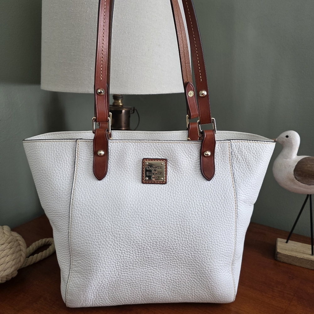 Dooney & Bourke Janie Tote White Pebbled Leather Bag